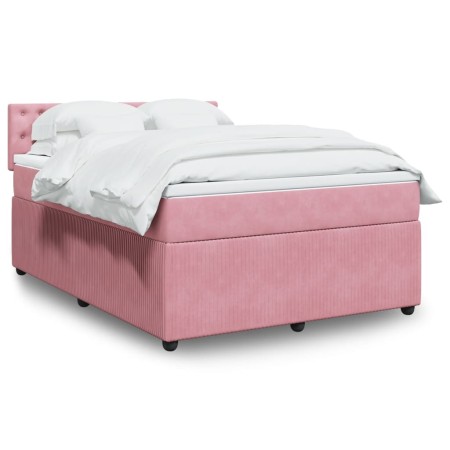 Cama box spring con colchón terciopelo rosa 160x200 cm de , Camas y somieres - Ref: Foro24-3287799, Precio: 561,61 €, Descuen...