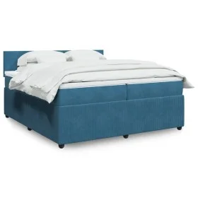 Box spring bed with blue velvet mattress 200x200 cm by , Beds and slatted bases - Ref: Foro24-3287828, Price: 666,58 €, Disco...