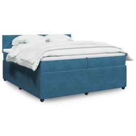 Cama box spring con colchón terciopelo azul 200x200 cm de , Camas y somieres - Ref: Foro24-3287828, Precio: 739,67 €, Descuen...