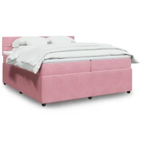 Cama box spring con colchón terciopelo rosa 200x200 cm de , Camas y somieres - Ref: Foro24-3287835, Precio: 647,89 €, Descuen...