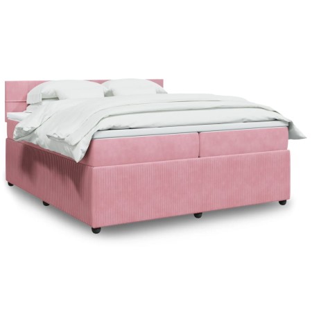 Cama box spring con colchón terciopelo rosa 200x200 cm de , Camas y somieres - Ref: Foro24-3287835, Precio: 759,17 €, Descuen...