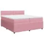 Box spring bed with a pink velvet mattress 200x200 cm by , Beds and slatted bases - Ref: Foro24-3287835, Price: 647,89 €, Dis...