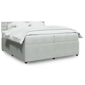 Cama box spring con colchón terciopelo gris claro 200x200 cm de , Camas y somieres - Ref: Foro24-3287842, Precio: 695,64 €, D...