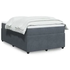 Dark gray velvet box spring bed with mattress 120x190 cm by , Beds and slatted bases - Ref: Foro24-3285627, Price: 425,42 €, ...