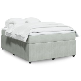 Cama box spring con colchón terciopelo gris claro 140x190 cm de , Camas y somieres - Ref: Foro24-3285638, Precio: 451,06 €, D...
