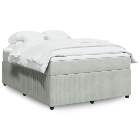 Cama box spring con colchón terciopelo gris claro 140x190 cm de , Camas y somieres - Ref: Foro24-3285638, Precio: 451,06 €, D...