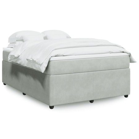 Cama box spring con colchón terciopelo gris claro 140x200 cm de , Camas y somieres - Ref: Foro24-3285644, Precio: 447,18 €, D...