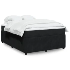 Cama box spring con colchón terciopelo negro 140x200 cm de , Camas y somieres - Ref: Foro24-3285646, Precio: 489,26 €, Descue...