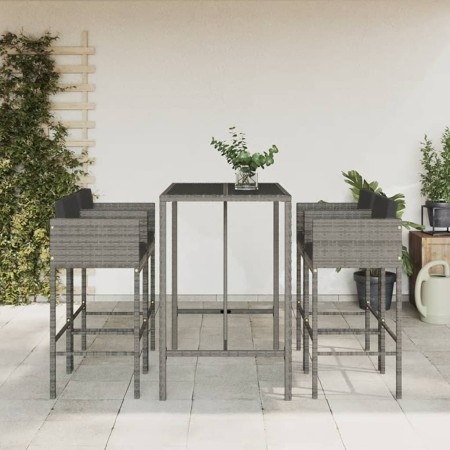 Set de muebles de bar 5 piezas con cojines ratán sintético gris de , Conjuntos de jardín - Ref: Foro24-3203925, Precio: 539,7...