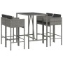 Set de muebles de bar 5 piezas con cojines ratán sintético gris de , Conjuntos de jardín - Ref: Foro24-3203925, Precio: 539,7...