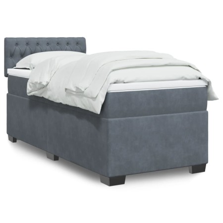 Cama box spring individual con colchón terciopelo gris oscuro de , Camas y somieres - Ref: Foro24-3288772, Precio: 346,50 €, ...