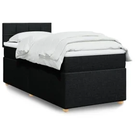 Single box spring bed with black fabric mattress by , Beds and slatted bases - Ref: Foro24-3286859, Price: 311,54 €, Discount: %