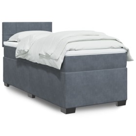 Cama box spring individual con colchón terciopelo gris oscuro de , Camas y somieres - Ref: Foro24-3288770, Precio: 333,96 €, ...