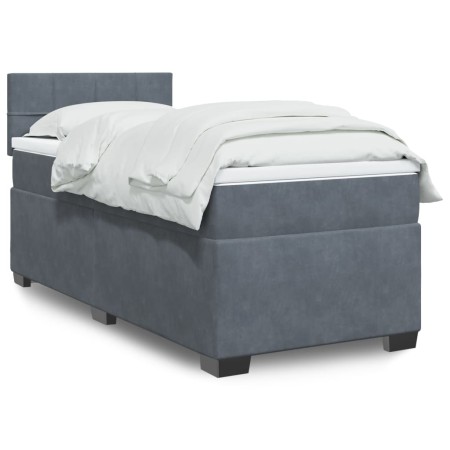 Cama box spring individual con colchón terciopelo gris oscuro de , Camas y somieres - Ref: Foro24-3288770, Precio: 333,96 €, ...