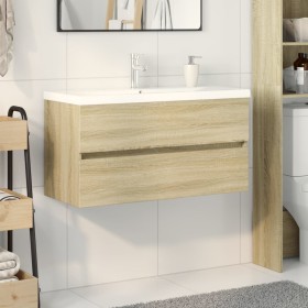 Set de mueble de baño 2 piezas cerámica y madera de ingeniería de , Muebles de baño - Ref: Foro24-3307660, Precio: 226,62 €, ...