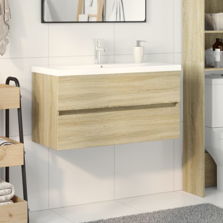 Set de mueble de baño 2 piezas cerámica y madera de ingeniería de , Muebles de baño - Ref: Foro24-3307660, Precio: 226,62 €, ...