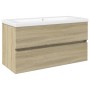 Set de mueble de baño 2 piezas cerámica y madera de ingeniería de , Muebles de baño - Ref: Foro24-3307660, Precio: 226,62 €, ...
