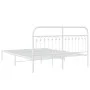 Bed frame with white metal headboard 160x200 cm by , Beds and slatted bases - Ref: Foro24-376652, Price: 125,68 €, Discount: %