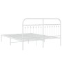 Estructura de cama con cabecero metal blanca 160x200 cm de , Camas y somieres - Ref: Foro24-376652, Precio: 127,72 €, Descuen...