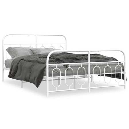 Estructura cama metal con cabecero y estribo blanco 150x200 cm de , Camas y somieres - Ref: Foro24-377186, Precio: 125,02 €, ...