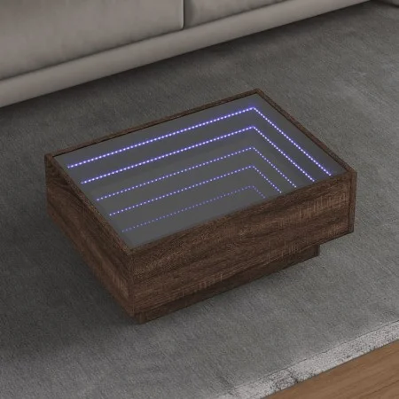 Center table and LED engineered wood in brown oak, 70x50x30 cm by , Coffee table - Ref: Foro24-847517, Price: 112,49 €, Disco...