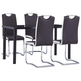 Juego de comedor 5 piezas cuero sintético marrón de , muebles para cocinas y comedores - Ref: Foro24-3053030, Precio: 425,57 ...