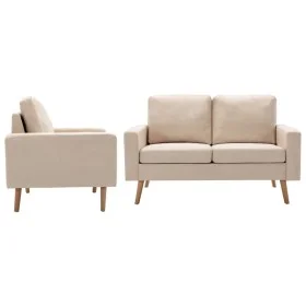 2-teilige Sofagarnitur aus cremefarbenem Stoff von vidaXL, Sofas - Ref: Foro24-3056617, Preis: 453,21 €, Rabatt: %