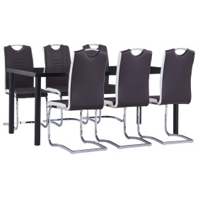 Juego de comedor 7 piezas cuero sintético marrón de , muebles para cocinas y comedores - Ref: Foro24-3053116, Precio: 589,69 ...