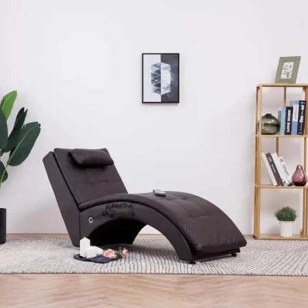 Diván de masaje con almohada de cuero sintético marrón de , Divanes - Ref: Foro24-281346, Precio: 262,81 €, Descuento: %