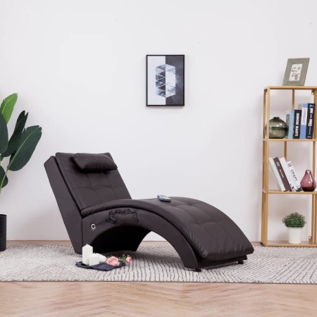 Diván de masaje con almohada de cuero sintético marrón de , Divanes - Ref: Foro24-281346, Precio: 267,40 €, Descuento: %