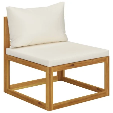 Central sectional sofa and cream white cushion acacia wood by vidaXL, Modular outdoor sofas - Ref: Foro24-311863, Price: 117,...