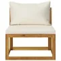 Central sectional sofa and cream white cushion acacia wood by vidaXL, Modular outdoor sofas - Ref: Foro24-311863, Price: 117,...
