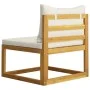 Central sectional sofa and cream white cushion acacia wood by vidaXL, Modular outdoor sofas - Ref: Foro24-311863, Price: 117,...