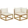 2-piece sofa set with white cream acacia wood cushions by vidaXL, Modular outdoor sofas - Ref: Foro24-311857, Price: 211,17 €...
