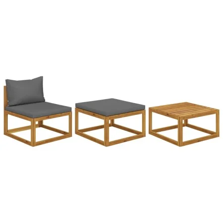 Muebles de jardín 3 piezas con cojines madera maciza de acacia by vidaXL, Modular outdoor sofas - Ref: Foro24-311854, Price: ...