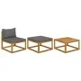 Muebles de jardín 3 piezas con cojines madera maciza de acacia by vidaXL, Modular outdoor sofas - Ref: Foro24-311854, Price: ...
