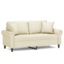 Sofá de 2 plazas con cojines cuero sintético color crema 140 cm de , Sofás - Ref: Foro24-3200931, Precio: 249,76 €, Descuento: %