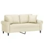 Sofá de 2 plazas con cojines cuero sintético color crema 140 cm de , Sofás - Ref: Foro24-3200931, Precio: 226,55 €, Descuento: %