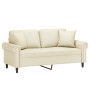 Sofá de 2 plazas con cojines cuero sintético color crema 140 cm de , Sofás - Ref: Foro24-3200931, Precio: 249,76 €, Descuento: %