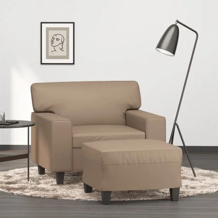 Sillón con taburete cuero sintético color capuchino 60 cm de , Sofás - Ref: Foro24-3201163, Precio: 224,90 €, Descuento: %