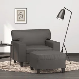 Sillón con taburete cuero sintético gris 60 cm de , Sofás - Ref: Foro24-3201161, Precio: 176,68 €, Descuento: %