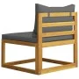 Muebles de jardín 3 piezas con cojines madera maciza de acacia by vidaXL, Modular outdoor sofas - Ref: Foro24-311854, Price: ...