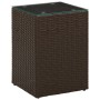 Mesa auxiliar superficie de vidrio ratán PE marrón 35x35x52 cm de , Mesas auxiliares - Ref: Foro24-316377, Precio: 61,46 €, D...