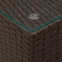 Mesa auxiliar superficie de vidrio ratán PE marrón 35x35x52 cm de , Mesas auxiliares - Ref: Foro24-316377, Precio: 61,46 €, D...