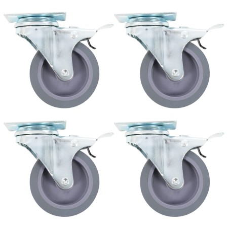 Ruedas giratorias con frenos dobles 4 unidades 75 mm de , Manipulación de materiales - Ref: Foro24-143421, Precio: 21,26 €, D...