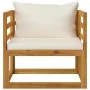 Garden chair and cream-colored cushions made of solid acacia wood. by vidaXL, Modular outdoor sofas - Ref: Foro24-311868, Pri...