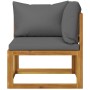 Sofá de esquina seccional y cojín gris oscuros madera de acacia de vidaXL, Sofás modulares de exterior - Ref: Foro24-311860, ...