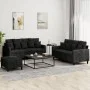 Juego de sofás con cojines 3 piezas terciopelo negro de , Sofás - Ref: Foro24-3201715, Precio: 471,61 €, Descuento: %