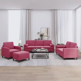 Juego de sofás con cojines 4 piezas terciopelo rojo tinto de , Sofás - Ref: Foro24-3201968, Precio: 718,97 €, Descuento: %