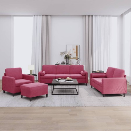 Juego de sofás con cojines 4 piezas terciopelo rojo tinto de , Sofás - Ref: Foro24-3201968, Precio: 732,01 €, Descuento: %